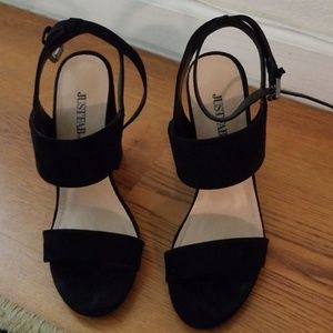 Justfab black block heels 7.5